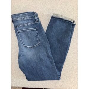 NYDJ Womens Sylvia Relaxed Boyfriend Size 4 Jeans Distressed Raw Hem Medium Wash